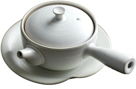 Juego de té de cerámica de gran capacidad y diseño de luna antigua de estilo chino, con asa lateral y soporte para ollas