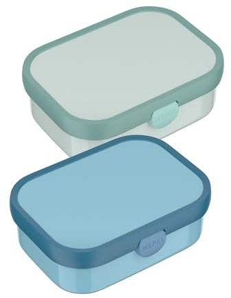 Mepal - Lunchboxen Campus 2er Set - Bento Lunchboxen für Kinder - Brotdosen mit Bento-Fach & Gabel - Meal Prep Box mit Clip-Verschluss - Spülmaschinenfest - 750 ml - Cool blue & Cool mint