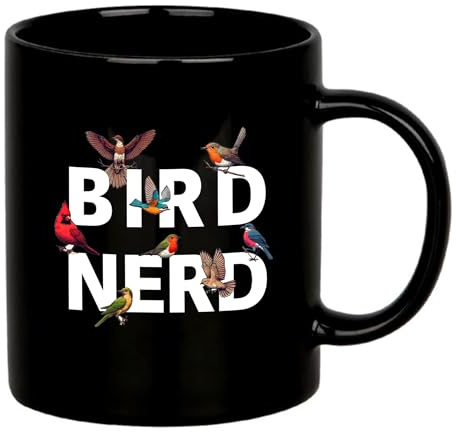 Panvola Bird Nerd Bird Lover Gifts For Women Men Ornithologists Birds Watchers Watching Mug For Girlfriend Boyfriend Mom Dad Sister Friend Nature Lover Funny Coffee Ceramic Mug (Black, 11 oz)