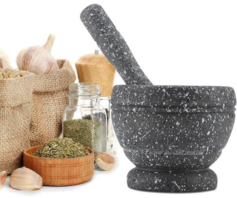 Mortaio e pestello in plastica, Majatou, Set di ciotole di guacamole, Mortaio e pestello, T per tritare guacamole, erbe, spezie, Utensili per macinare aglio