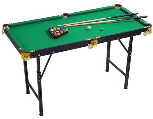 ZLLPIGLS Mesa de Billar Plegable, Juego de Mesa Billar Convertible Portátiles con Tacos, Bolas, Triángulo, Tiza y Cepillo para Hogar, Oficina, Sala de Recreación(140x63x80cm/55.1x24.8x31.4in)