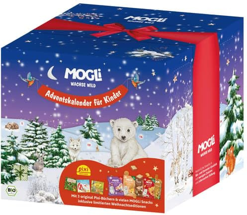 MOGLi Bio Adventskalender 2025 mit MOGLi Snacks + drei Pixi Büchern (1 piece)