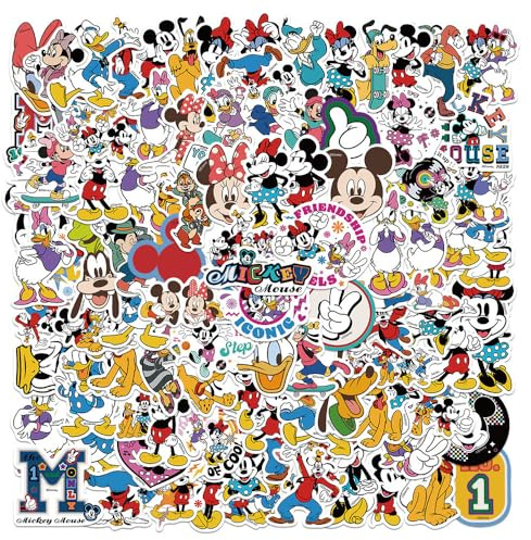 100PCS Cartoon Anime Style Stickers Pack,Vinyl Waterproof Decals, Cute Micckey Mouse Movie Character Decals for Water Bottles, School Rewards, Laptop Skateboard Phone Guitar Case Decor