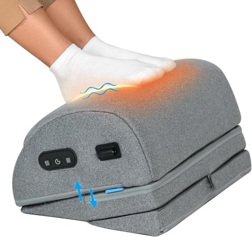 COMFIER Poggiapiedi da Scrivania con Riscaldamento e Vibrazione, Massaggiatore Piedi Regolabile in 3 Altezze, Funzione Ergonomica e Massaggio per Ufficio, Sedia da Gioco e Ufficio Domestico