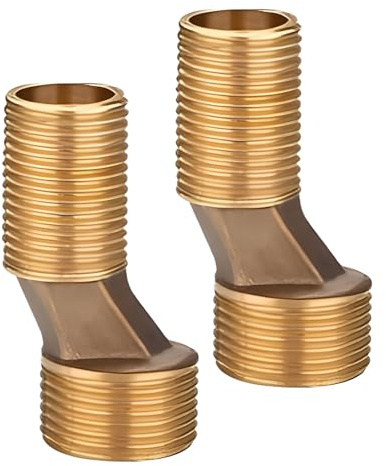 2 Stück S Anschluss Adapter, 3/4 AG x 1/2 AG Messing Duscharmatur Adapter, Versetzt um 8 mm Länge 75 mm, VerläNgerungsarm, Verstellbarer Schwenkarm Wasserhahnanschlüsse für Badezimmer