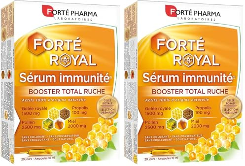 Forté Pharma - Forté Royal Sérum Royal | Complément Alimentaire Immunité à base de Gelée Royale, Propolis, Pollen et Miel | 20 ampoules (Lot de 2)