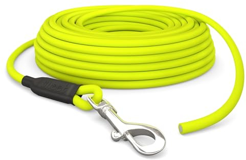 15m Schleppleine Hunde, Wasserfeste Hundeleine Rundleine ohne Schlaufe, Sichere Freilauf-Trainingsleine Neon-Gelb, bis 35kg