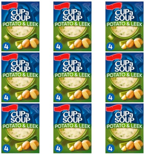 Cup A Soup Creamy Potato & Leek, Instant Soup, 4 Sachets per Pack, Pack of 9, Low Fat, Vegetarian