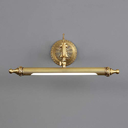 KHUKHU Badezimmer-Überspiegelleuchten Aus Messing, LED-Bilderleuchte, Vintage-Spiegel-Frontleuchte Mit Drehbarem Lampenkopf, 3 Farbtemperaturen, IP44 Retro-Spiegelschrankleuchten(41cm/7w)