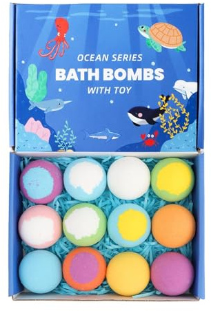 Sfera da Bagno Effervescente | 12 Pezzi Detergente Per La Pelle Con All'interno - Sfera Effervescente da Bagno a Tema Marittimo con Bolle | Per Donne Cura Di Sé SPA Casa Viaggio Hotel Compleanno