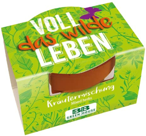 Bull & Bear Mini Pflanzset 'Voll das Wilde Leben' Kräutermischung im Topf 4,5cm, Kräutersamen als Anzuchtset mit Pflegeanleitung