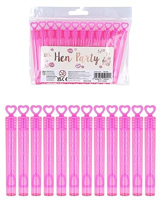 Henbrandt Förpackning med 12 bubbelstavar för möhippa med rosa hjärtdekorationer 4 ml bubbelrör fyllning bröllop festtillbehör