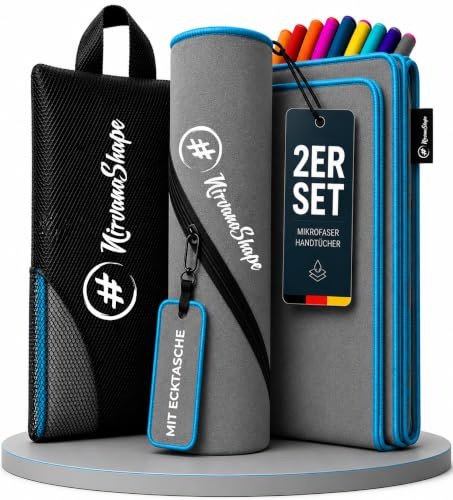 NirvanaShape Mikrofaser Handtuch, Microfaser Handtücher leicht, kompakt als Badetuch, Reisehandtuch, Strandtuch, Sporthandtuch, 2er Set XL+S 200 x 100 + 60 x 40 cm | Microfaser Handtücher Set, Strandtuch, Sporthandtuch, Duschtuch, Saunatuch, schnelltrocknend, leicht