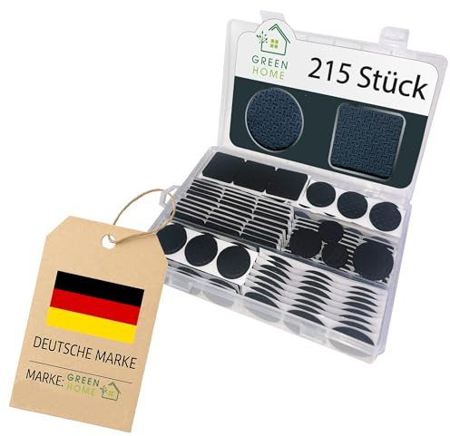 Green Home Rutschhemmende Pads - Möbelgleiter-Sortiment 215-teilig-selbstklebend schwarz - Effektiver Schutz Ihrer Möbel & Stühle