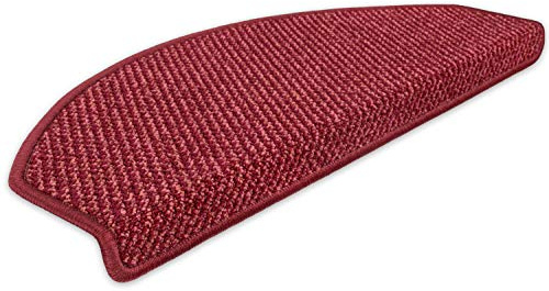 Kettelservice-Metzker Stufenmatten Treppenmatten Lord Halbrund SparSet Bordeaux 15 Stück | Treppenteppich von DAS TEPPICHWERK - Trittfläche ca. 65x24cm incl. Klebeband