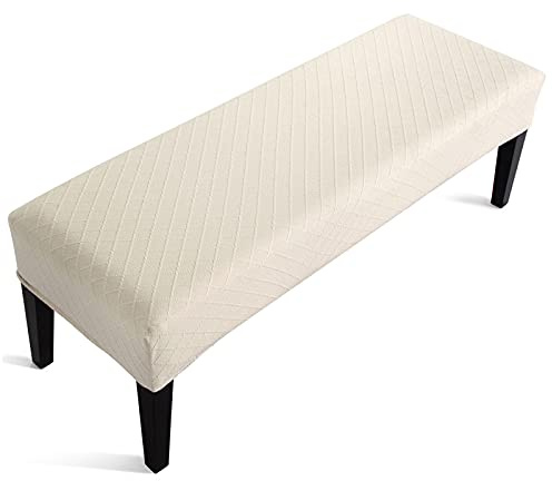 Fuloon Universal-Bezug für Esszimmer Bank, Elastisch Stuhlhusse | 137X46cm, Abnehmbar Bankhussen, Waschbarer Sitzbank überzug, für Hotel, Bankett,Restaurants