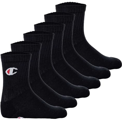 Champion Pojkar Core-Junior 6PP Crew ankelstrumpor (6-pack), svart, 31-34