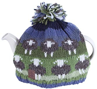 Pachamama Handknitted Medium 4-6 Cup 1.2L Wool Tea Cosy/Teapot Cover - Herdwick Sheep Pattern Insulated Handmade Fair Trade Multicoloured