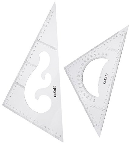 2 Stück Dreieckslineal-Set, 30/60 und 45/90 Dreiecke, Geodreieck, Geometrie-Lineal, präzise imperiale Graduierung, Zeichnen, Messlineal – 30 cm