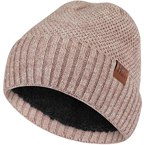 HASAGEI Strickmütze Herren Damen, Beanie Mütze Damen, Thermo Atmungsaktiv Winter Mütze, Weiches Fleecefutter Warm Wintermütze Unisex Cuffed Beanie Hats
