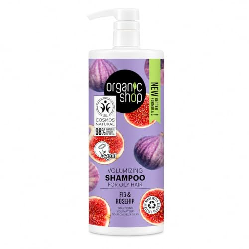 Organic Shop Champú Voluminizador para Cabello Graso con Higo y Escaramujo Orgánico, Champú Natural Sin Parabenos, Volumen y Limpieza Equilibrada, Vegan, 1000 ml