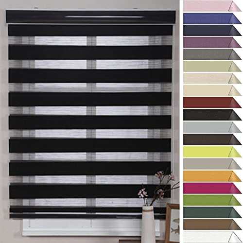 Verdunkelungsrollo Seitenzugrollo 55x250cm Sonnenschutz Deckenmontag Verdunkelungsrollo Rollos Doppelrollo Klemmrollo für Fenster & Tür Fensterrollo, Schwarz