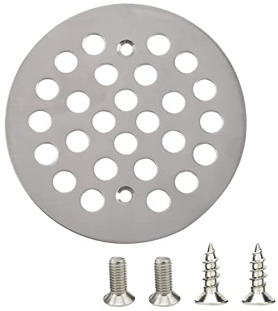 UFURMATE Shower Drain Cover, 1 Piece 4.25 Inch Stainless Steel Shower Strainer Drain Cover Screw Mounted Shower Drain Protector Shower Strainer Mesh Grid for Bathroom Prevent Clogging
