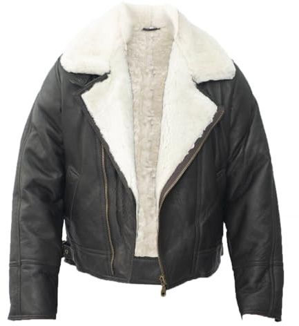 Infinity Leather Herren Aviator B3 Fliegend Cross Zip Schafsleder Leder Bomber Pilot Jacke