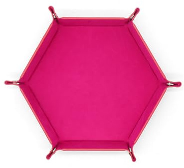Wisafory Würfelbretter Leder Samt Würfelteller Sechseck Würfel Tablett Würfelablage Würfelhalter Faltbares Würfelbretter Aufbewahrungsbox für D&D, RPG, Brettspiel, Tischplatt Rosenrot