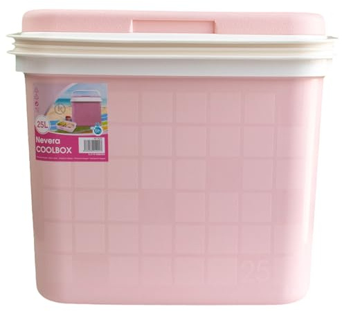 KROWN - Nevera Portátil Térmica, Color Rosa Pastel, Polipropileno, Ideal para Actividades al Aire Libre en el Jardín, Camping, Barbacoas, Picnic, Playa, Capacidad 25L