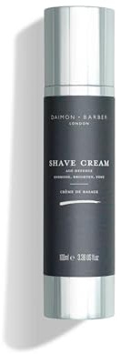 Daimon Barber Age Defence Moisturising Shave Cream for Men 100ml | Moisturises, Reduces Shaving Irritation and Improves Tired Skin Appearance with Coconut Oil and Aloe Vera for Comfort.