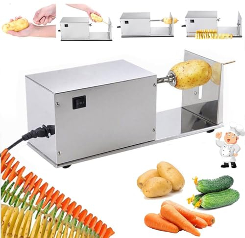 HDaspijh Taglia Patate A Spirale, Affettatrice Automatica per Patate Attorcigliate, Spessore Uniforme 2,5-3 Mm, Macchina Elettrica A Torre A Spirale per Patate per Uso Domestico E Commerciale