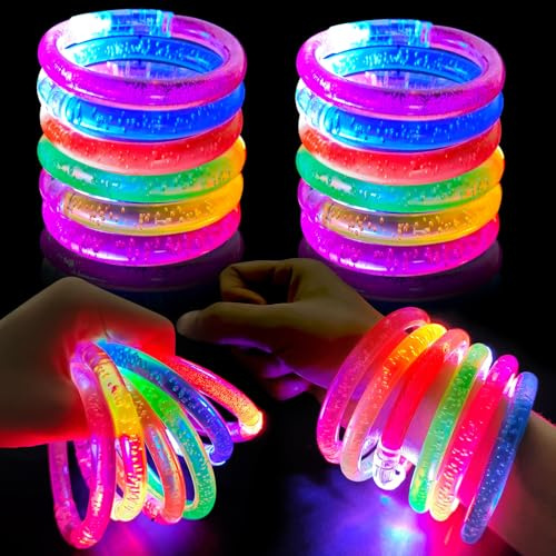 Mstnoixgc 12 Pcs Pulseras Luminosas LED Fluorescentes, Conjunto Para Conciertos, Fiestas de Cumpleaños, Halloween