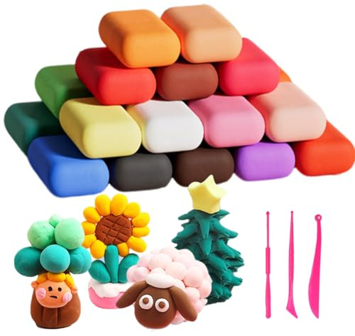 Farbknete 24 Stück,Modelliermasse Lufttrocknend,Farben Knete Lufttrocknend für Kinder,Lufttrockener Magischer Knete,Geschenk für Jungen und Mädchen