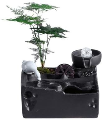 Fontana da interni Feng Shui Semplici ornamenti for acqua corrente, decorazioni for fontane da scrivania for ufficio, attraggono ricchezza, distributore di acqua con ruota Feng Shui, ciotola for pesci