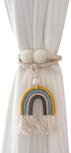 Diogeynu Vorhang-Raffhalter, Regenbogen-Quasten-Vorhanghalter mit Clips, Kinderzimmer-Dekoration