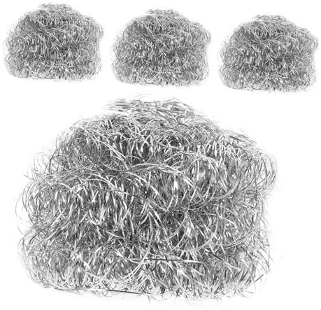 JEWEDECO 4 Stücke Edelstahl Küche Spirale Topfreiniger Silber Topfreiniger Curly Scheuerschwamm Gericht Wäscher Wiederverwendbare Schwämme Gericht Schüssel Reinigung