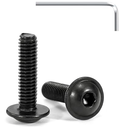 Tunejoy 20 Stück Linsenkopfschrauben mit Flansch Schwarz M4 x 16 mm Linsenkopfschraube Innensechskant Edelstahl A2 V2A Flanschschrauben Vollgewinde mit Inbusschlüssel