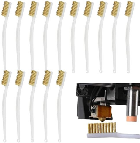 GUOYOU Messingbürste Klein 15 Stück Messingbürste Mini Drahtbürste 3D Drucker Reinigung Set Messing Bürste Kleine Drahtbürste Messingbürste Zum Reinigen von 3D-Druckern Türen und Fenstern Schmutz Rost