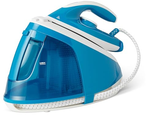 Amazon Basics Steam Generator Iron with 6 Bar Pump, 240g/min Steam Boost, 120g/min Output, 1.5L Tank, 2400W White/Blue