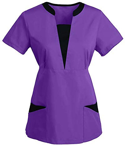 Generisch Haut à décolleté profond Chemises à manches courtes pour femmes Simplicité Chemises longues blazer, lilas, S