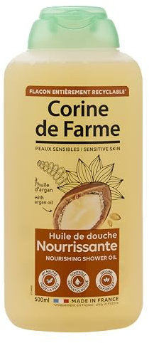 Corine de Farme - Huile de Douche Nourrissante à l’Huile d’Argan - Peaux Sèches à Très Sèches - Hydratation Intense & Protection Anti-Dessèchement - 92% d’Ingrédients Naturels - 500 ml