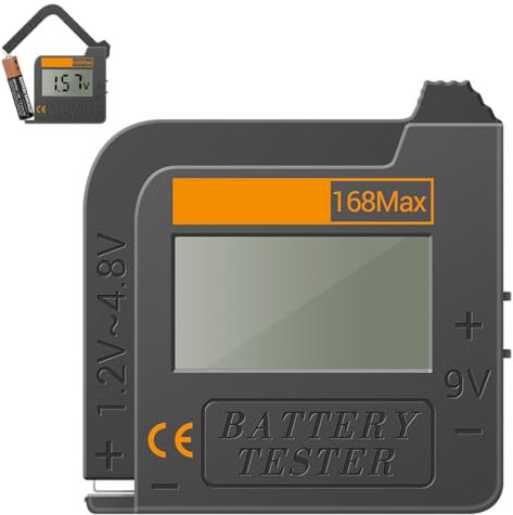 NHQZ ACC Battery Tester 168MAX Universal Digital Battery Tester for AA AAA C D 9V 3V 15V 37V Button Batteries