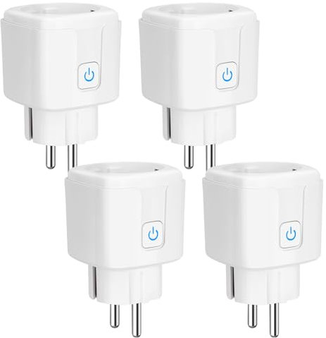 4 Pack Enchufe Inteligente Alexa, 2,4 GHz Enchufe Wi-Fi 16A con Medidor Consumo, Enchufe con Control por Voz, Control Remoto, Temporizador, Compatible con Alexa, Google Home, Smart Life