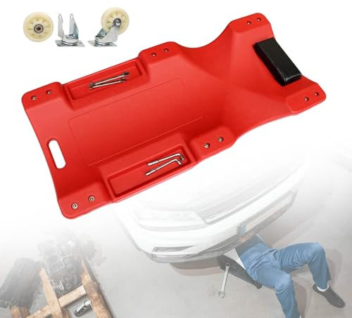 MBBTAG Chariot Mecanicien Range-Outils Planche à Roulettes Pivotantes SièGe D’Atelier Coulissant Otatif à 360° Chariot de Visite Avec 6 Roues Pivotantes Avec Plateau à Outils LéGer et Durable(Rouge,91