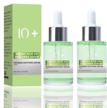 Azelainsäure 10% + Hyaluron Anti-Rötungs-Serum – Soothing Redness Serum für Empfindliche Haut, 30ml (2s, Mit Duft)