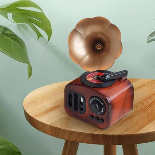 Gramophone rétro - Décoration de bureau - Décoration musicale miniature en forme de phonographe - Accessoires décoratifs pour la maison (17 x 9,5 x 9 cm)