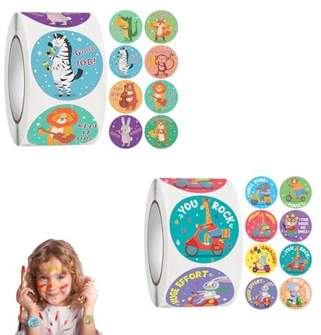 1000 Stück Sticker Kinder,Aufkleber Lustige,Aufkleber Kinder,Sticker Schule für Lehrer Belohnungsaufkleber,Stempel Lehrer Grundschule,StickerTiere,Lustige Stickers für Koffer,Laptop,Notebook,Scrapbook