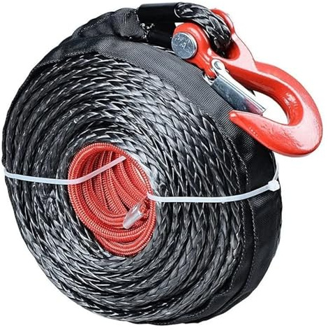 1 Stück 10 mm x 26 m 22000 Pfund Synthetisches Windenseil mit schwarzer Schutzhülle for ATV UTV SUV (schwarz)
