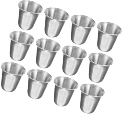 Ipetboom 12pièces Tasse De Communion Acier Inoxydable Petite Gobelet Métal Empilable Pour Usage Religieux Décor Église Boisson Saint